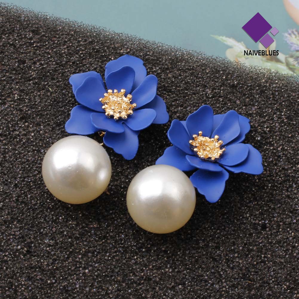 Anting Stud Dangle Mutiara Tiruan Bahan Resin Untuk Wanita