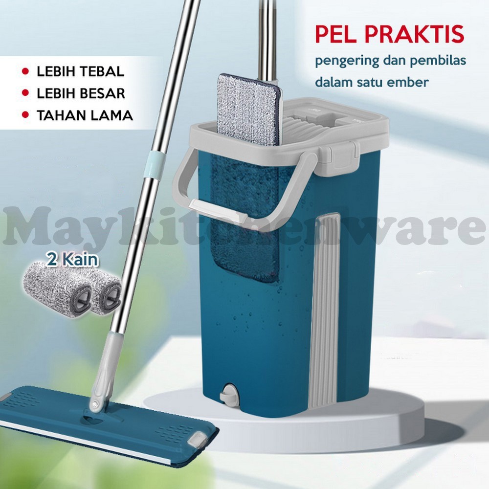 May Mop Deluxe Alat Pel Pembersih Lantai Kotak Ember Praktis Tebal Tongkat Ultra Magic Super Maxima