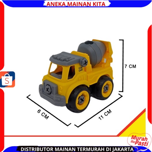 ( BISA COD ) PROMO Mainan Anak Mobil Truk Bongkar Pasang DIY Obeng Toy Car Mixer Truck 1 set Kemasan Kantong