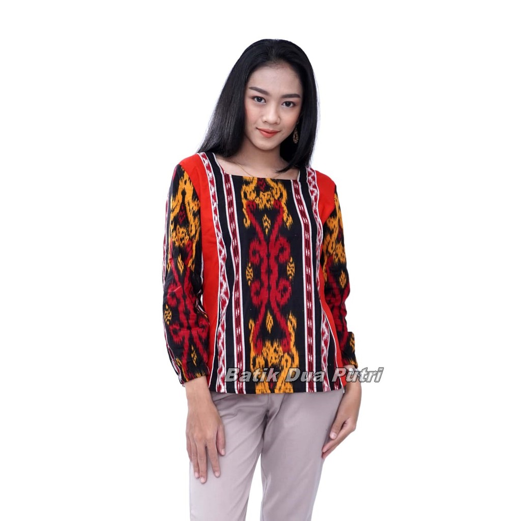 Atasan Batik Wanita Blouse Lengan Panjang