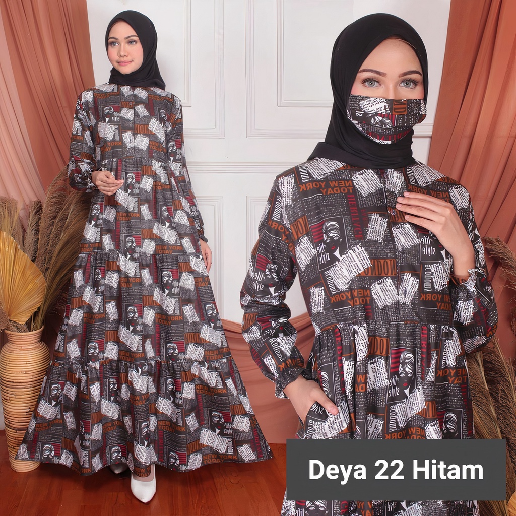 Gudang_Mukenaku Gamis Deya 22 Maxi Syari Fashion Wanita Dewasa Bahan Katun Apple Kancing Depan (Busui) Terbaru Premium COD bisa bayar di tujuan