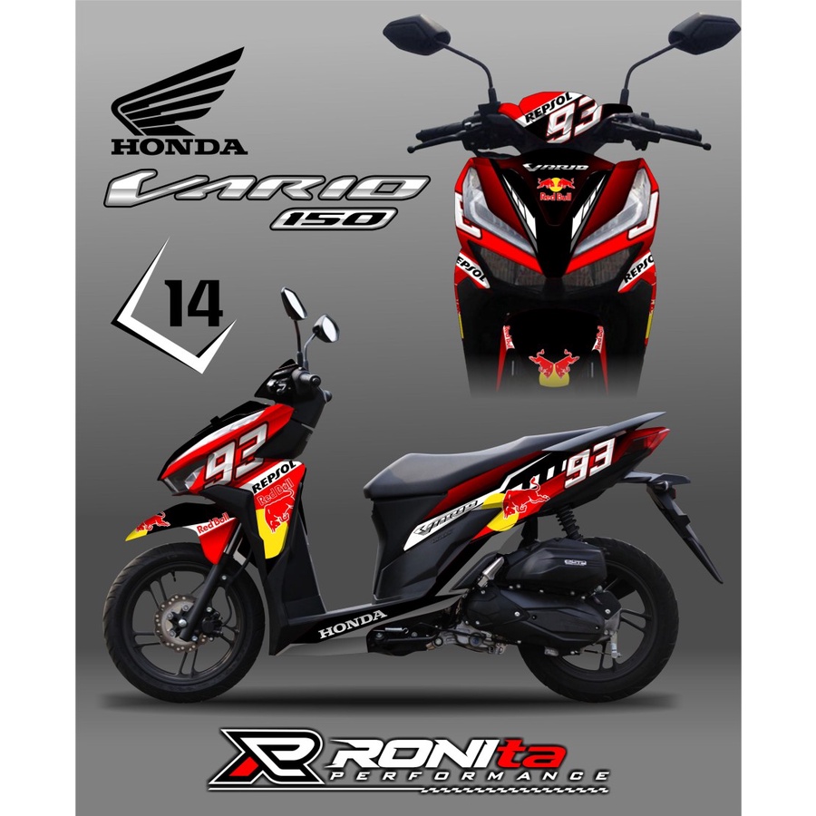 Decal Vario New 150 Motif Redbull Merah Hitam / Sticker Vario New / BISA CUSTOM