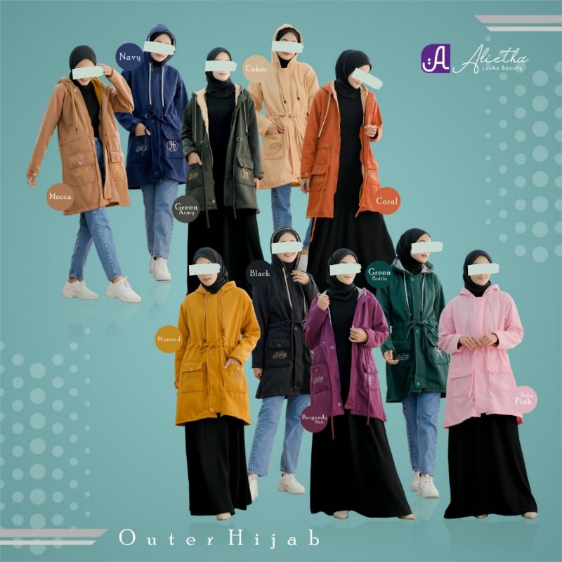 Jaket Outer Hijab Alietha | Jaket hijab panjang Muslimah | Jacket alietha tebal