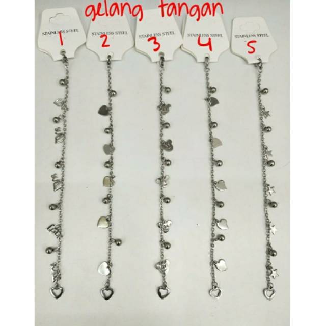 Gelang tangan wanita titanium asli silver
