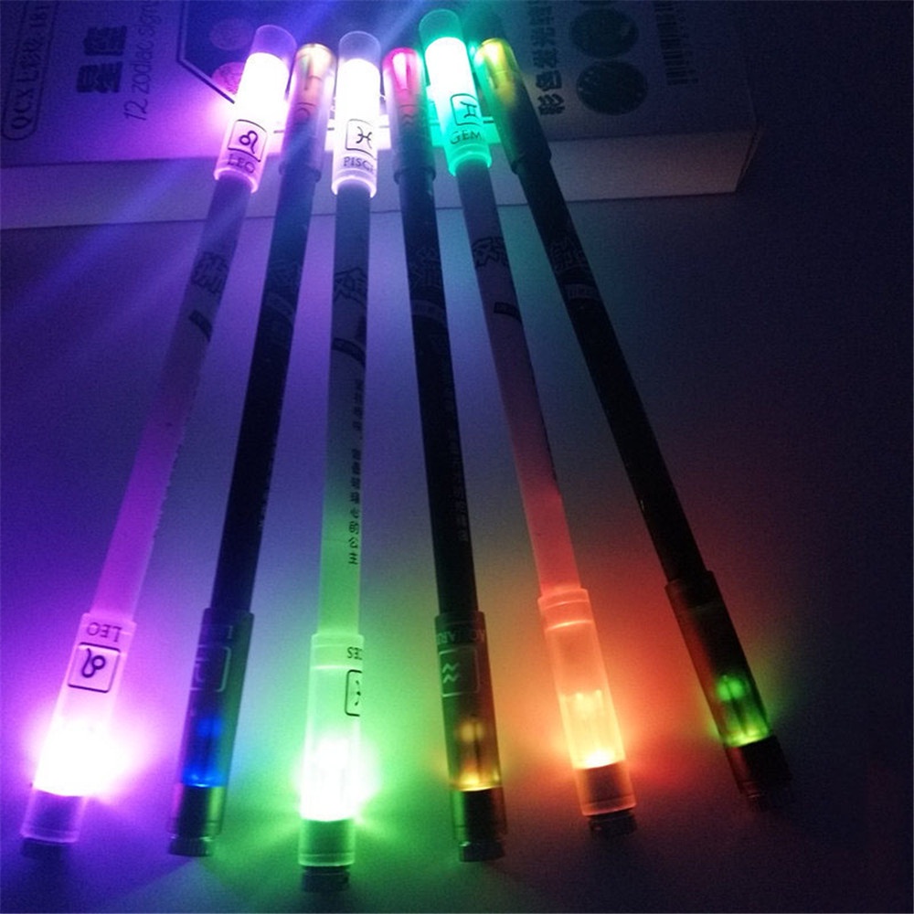 1pc Pulpen Luminous Motif Zodiak Warna Acak Untuk Sekolah / Kantor