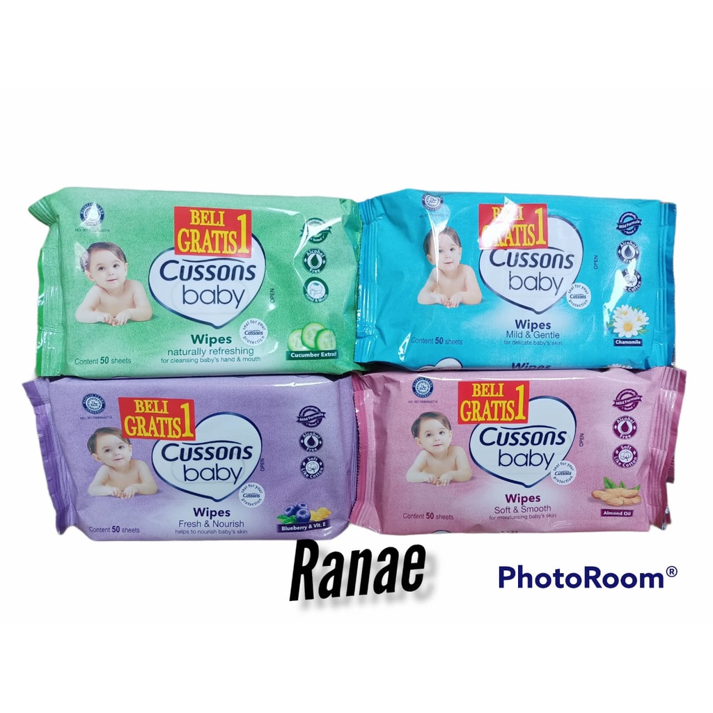 CUSSONS BABY WIPES Tisu Basah Bayi 50 S ( BUY 1 GET 1 FREE )