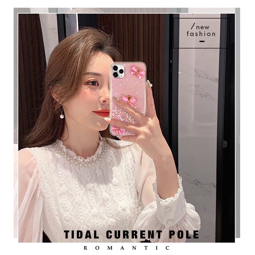 Case For Xiaomi redmi note 8 note 8 pro glitter butterfly clear casing soft