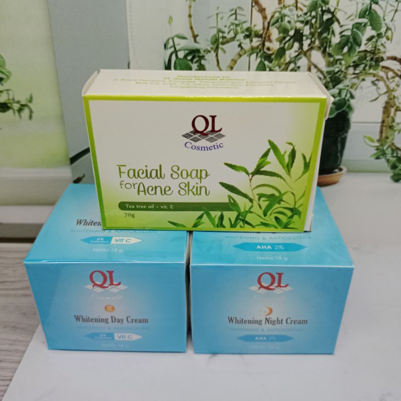 QL Cosmetik-3In1 QL Day Cream-Night Cream-Sabun Acne