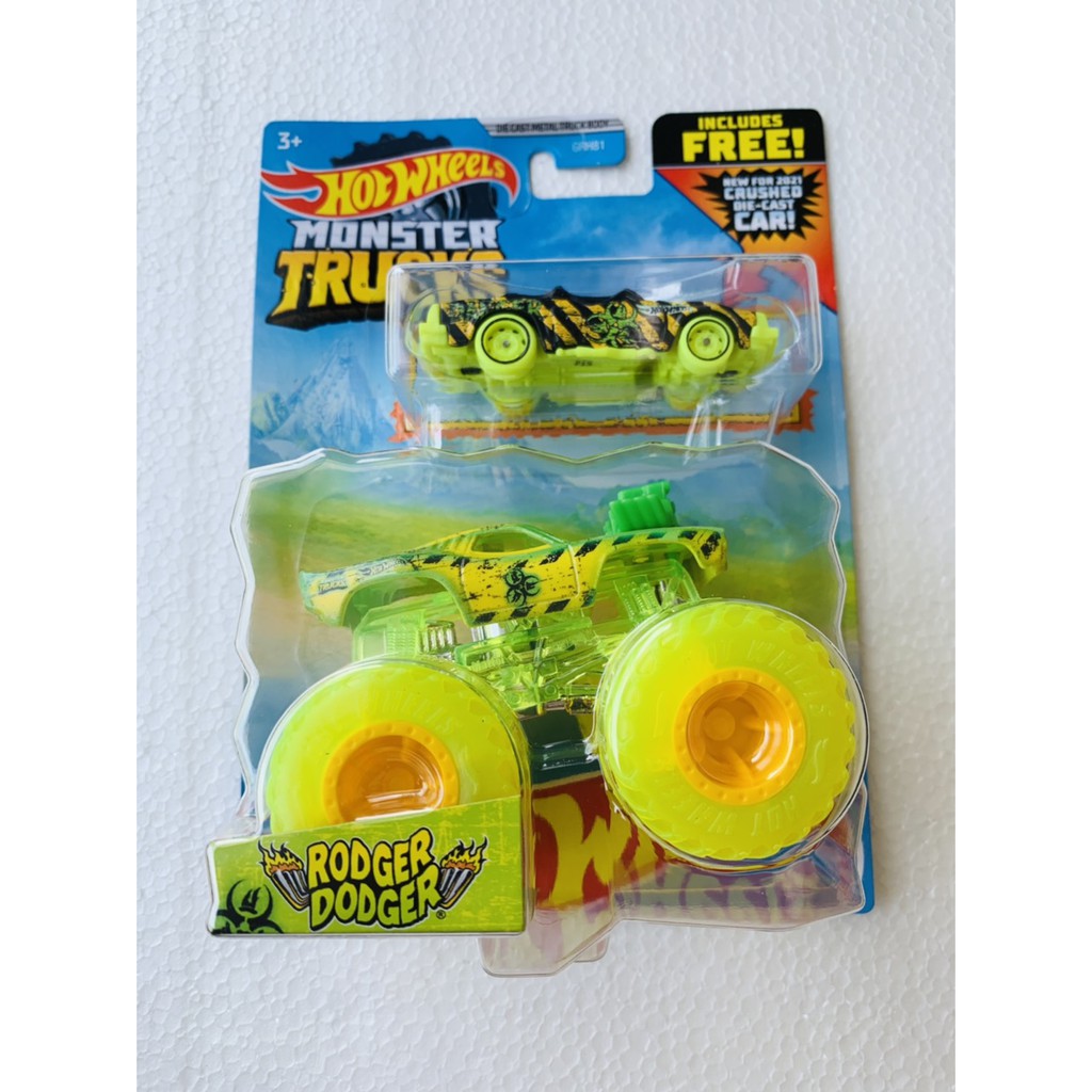 HOT WHEELS HOTWHEELS MONSTER TRUCKS TRUCK RODGER DODGER GREEN WHEELS DIECAST MOBIL TRUK LANGKA MURAH