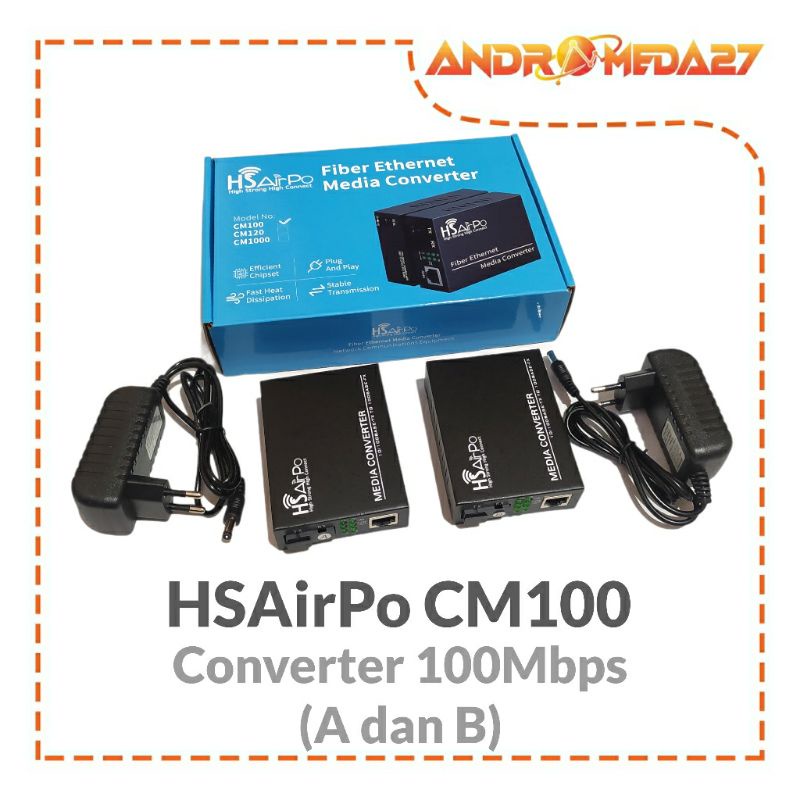HS AIRPO 100Mb 20KM CM100 / CM1000 Fiber Media Converter