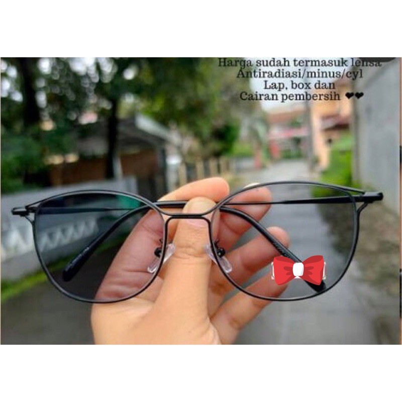 PAKET KACAMATA LENSA MINUS anti radiasi pria wanita 8502 oval