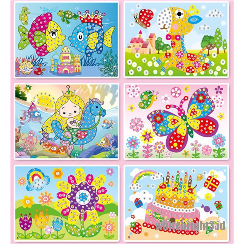(white3) Lukisan Diamond 5D DIY Gambar Kartun Untuk Anak-Anak
