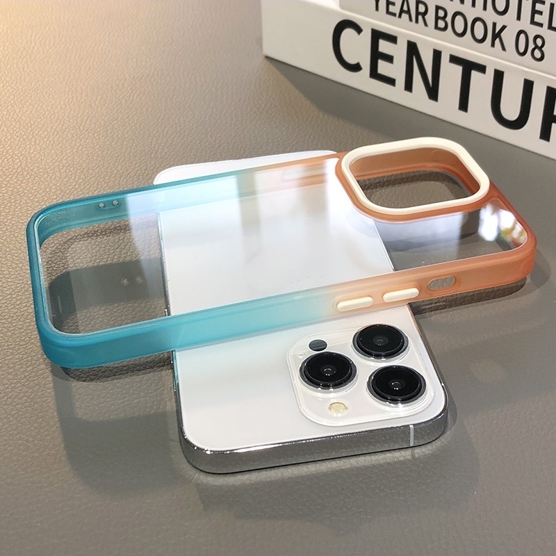 For case iPhone 14 High Quality Gradient Clear TPU Acrylic 11 Pro Max 12 Pro Max 13 14 Pro Max Case