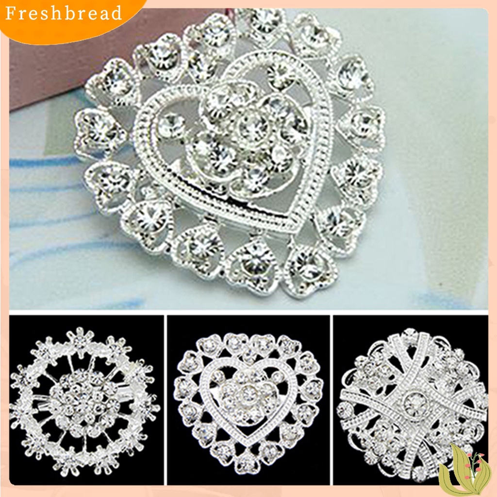 [ TERLARIS]Breastpin Shiny Anti-rust Women Flower Heart Rhinestone Brooch Pin for Wedding