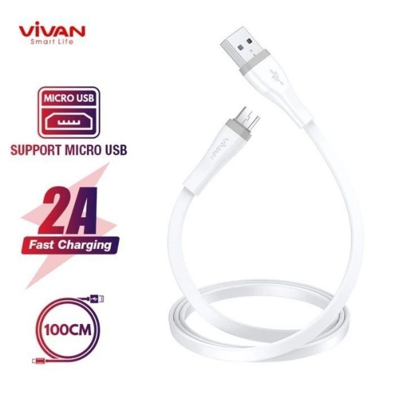 KABEL DATA MICRO USB QUICK CHARGE 2A 100CM VIVAN SM100S