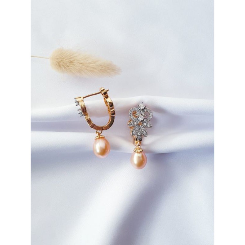 ANTING MUTIARA|ANTING LAPIS EMAS|RHODIUM LAPIS EMAS MUTIARA ASLI|MUTIARA TAWAR + SERTIFIKAT FREE BOX