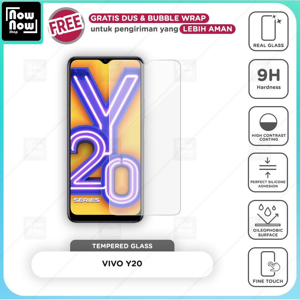 Tempered Glass Anti Gores Vivo Y20 Screen Guard Protector 9H Kaca Temperglass