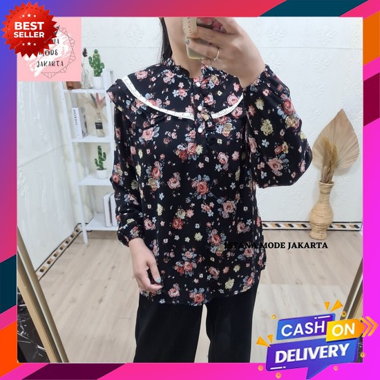 Baju Atasan Blouse Kemeja Florenza Top Wanita Perempuan Korean Style Knit Mix Cotton Katun Rayon Raj