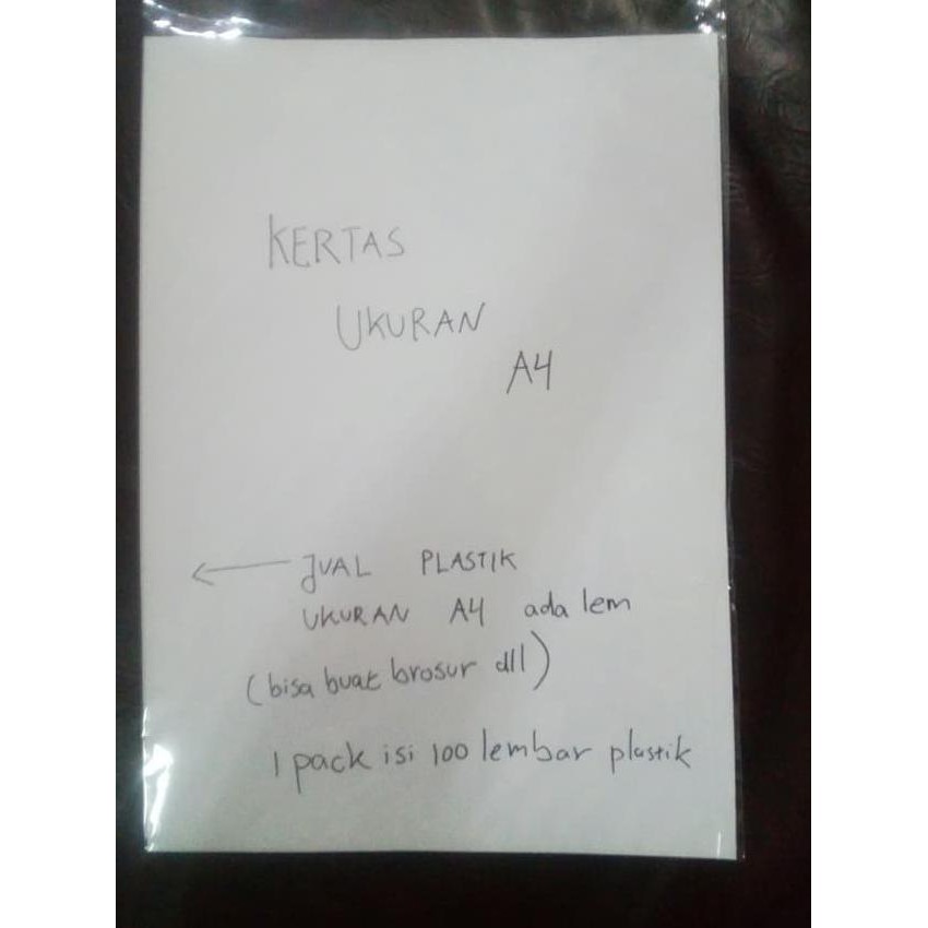 

Plastik A4 ada lem model OPP tipe ukuran 21.5 x 30 cm brosur arsip dll