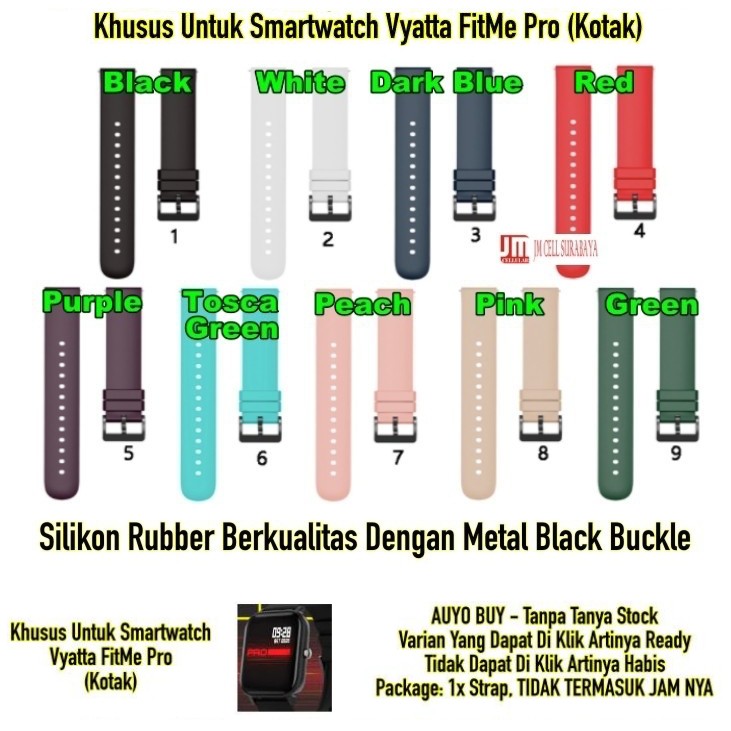 P20Q Watch Strap Vyatta Fitme Pro (Kotak) - Tali Jam Tangan 20mm Rubber Silikon