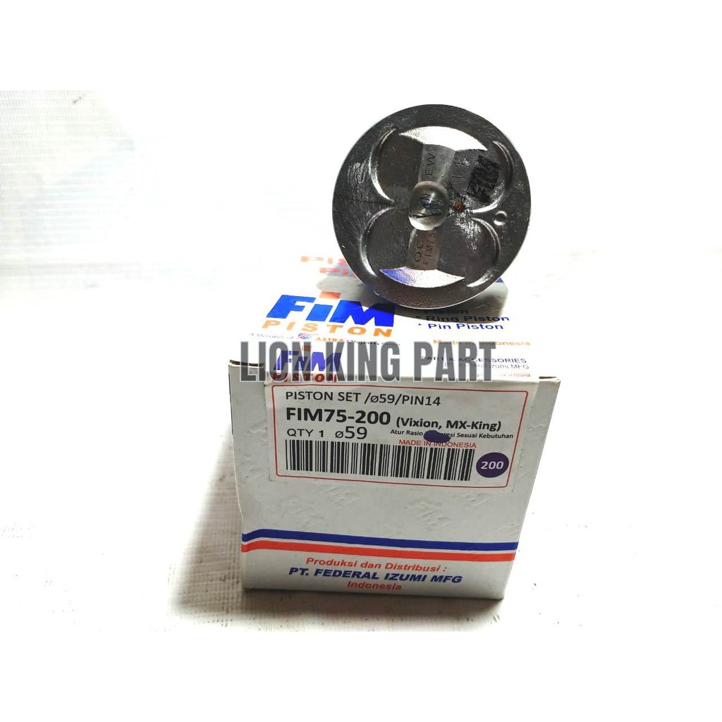 PISTON KIT VIXION MX KING JUPITER MX BORE UP HI COM FIM75 FIM 75 PIN 14-1