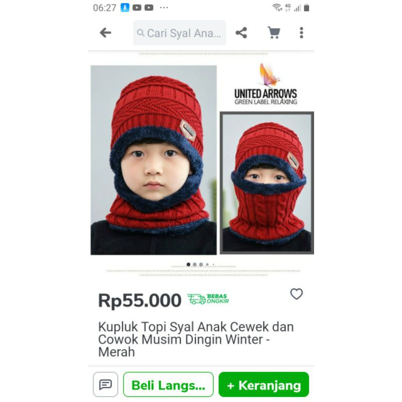 Topi Kupluk Musim Dingin  Anak Cewek dan Pria