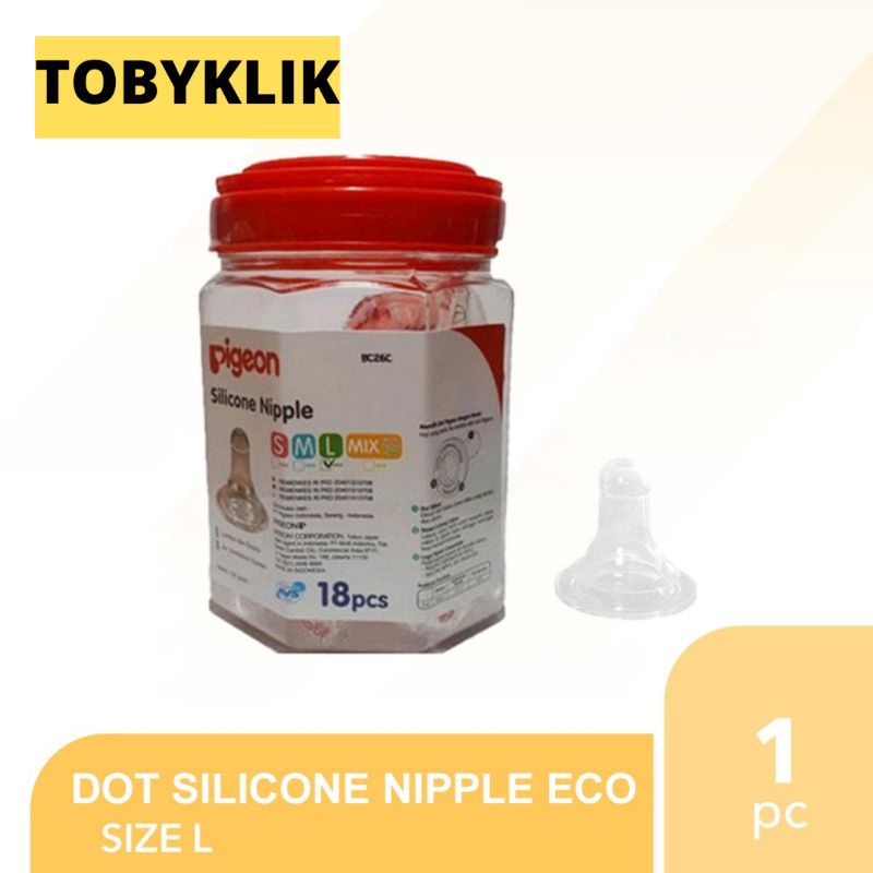Pigeon DOT Silicone Nipple Eco size S,M,L ( tanpa toples) ECER !!