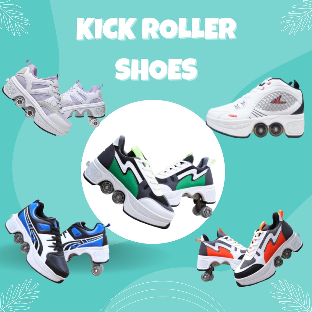 (2) Roller skate shoes / Kick roller shoes / Rollershoes / Sepatu roda tiktok / roler skates / shoe Sepatu roda 4 orang dewasa