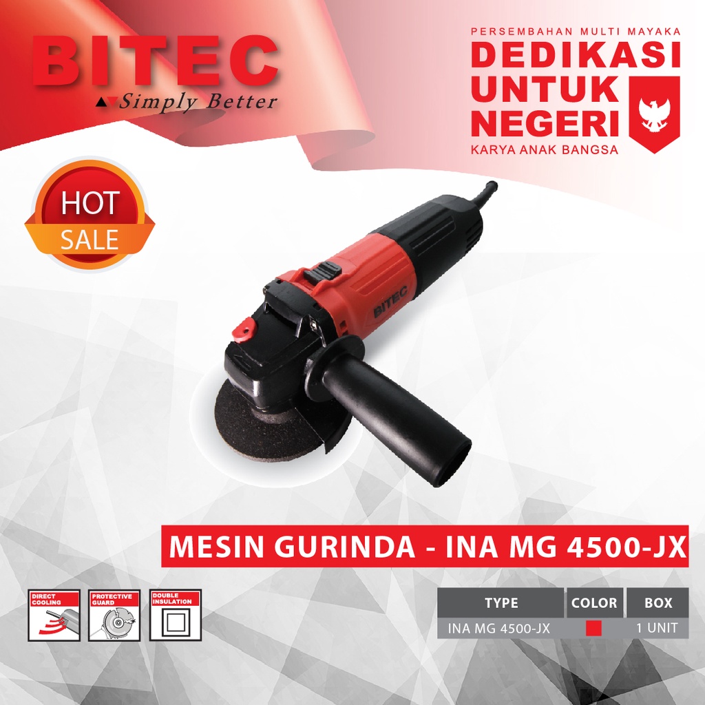 BITEC - MESIN GERINDA TANGAN EXPERT 520W 4&quot; - INA MG 4500-JX - GARANSI RESMI 1 TAHUN