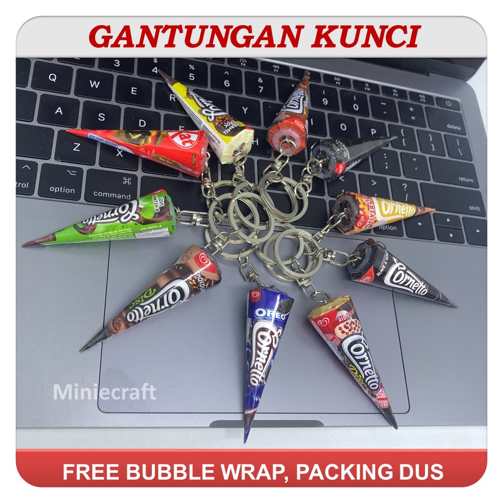 GANCI - GANTUNGAN KUNCI MINIATUR ICE CONE CORNETTO WALLS ICE CREAM