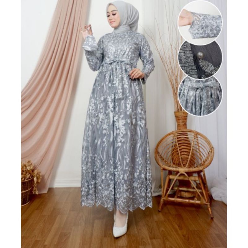 Gamis tulle busui//gamis terbaru//gamis pesta kondangan//gamis pesta jumbo