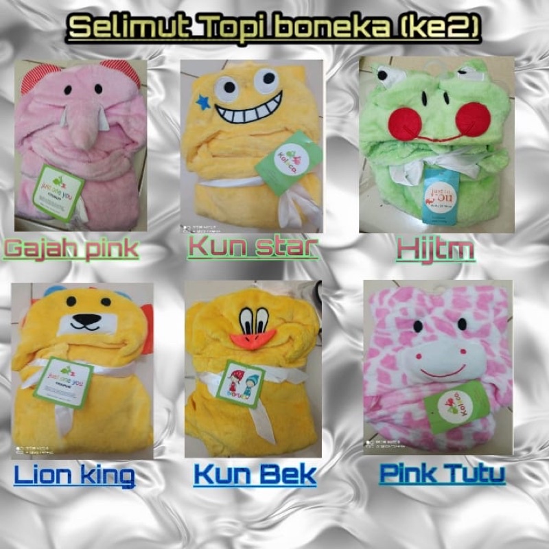 Selimut Topi Boneka Kolaco / Just To U / Lvbaby / Jean / Jojo