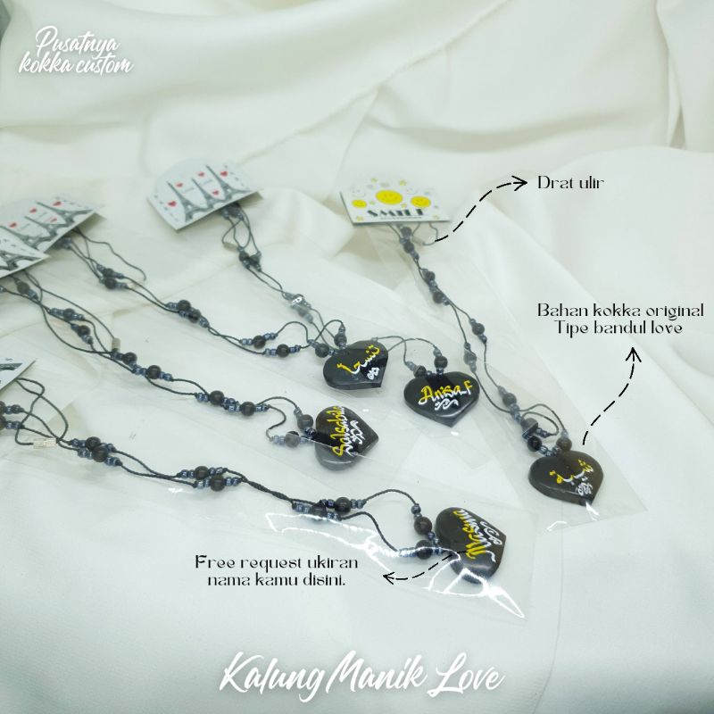 Kalung Wanita Liontin Love Nama Custom Ukir Kaokah Kokka Kaukah Koka Kaoka Original