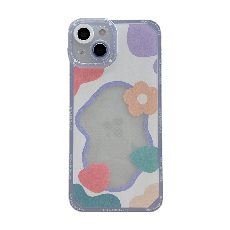 Case Transparan Motif Bunga Warna-Warni Untuk iPhone 14 13 12 11 Pro X XS MAX XR Se20 7 8 Plus