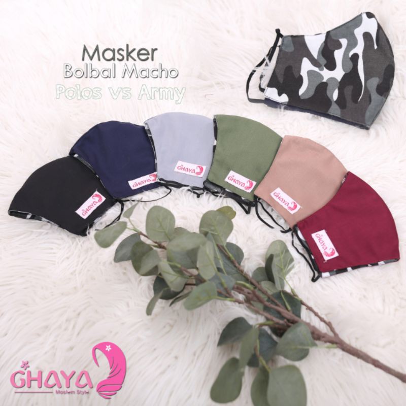 Masker Bolak Balik Cowok Macho Polos vs Army Original Ghaya Hijab