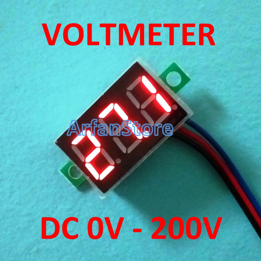 Voltmeter DC 200V Digital Volt Meter Display Merah 0.36&quot; Without Frame