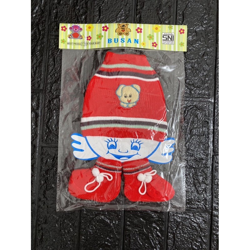 Topi Rajut Bayi Set Kaos Kaki (SNI)/ TOPI RAJUT BAYI