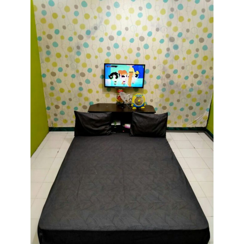 SPREI 160X200 T20cm Seprai Set Sarung Bantal Guling Katun Motif Aesthetic Kotak Hitam Bunga Pink Homemade Adem Tidak Luntur