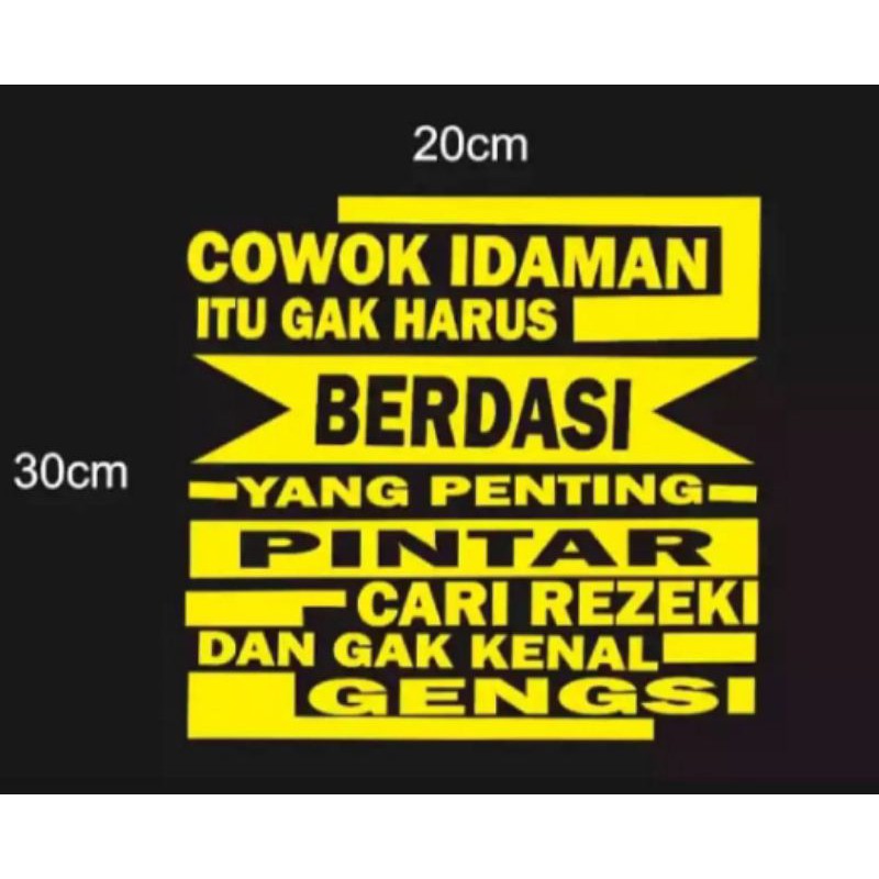 STICKER MOBIL CUTING KATA2 COWOK IDAMAN STIKER PICK UP