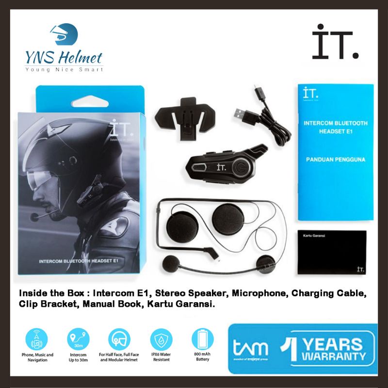 Intercom Bluetooth Helm IT E1-2