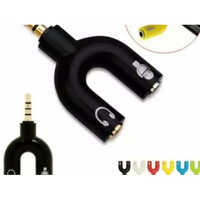 Audio Splitter Jack 3.5mm to dual female U Shape 2in1