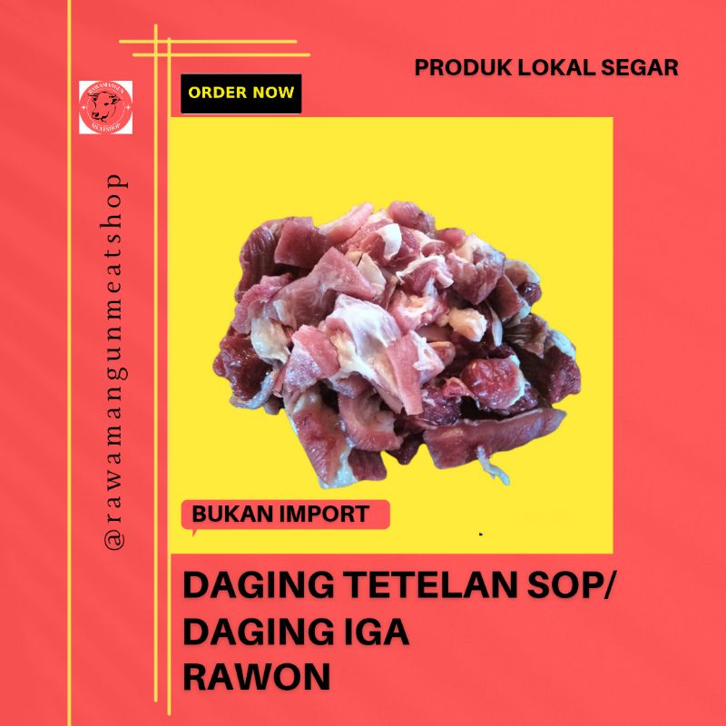 

DAGING SAPI LOKAL SEGAR / DAGING TETELAN SOP / RAWON CINCANG 250 GRAM