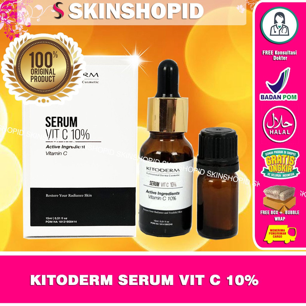 Kitoderm Serum Vit C 10% 15ml Original / Serum Vit C BPOM Aman