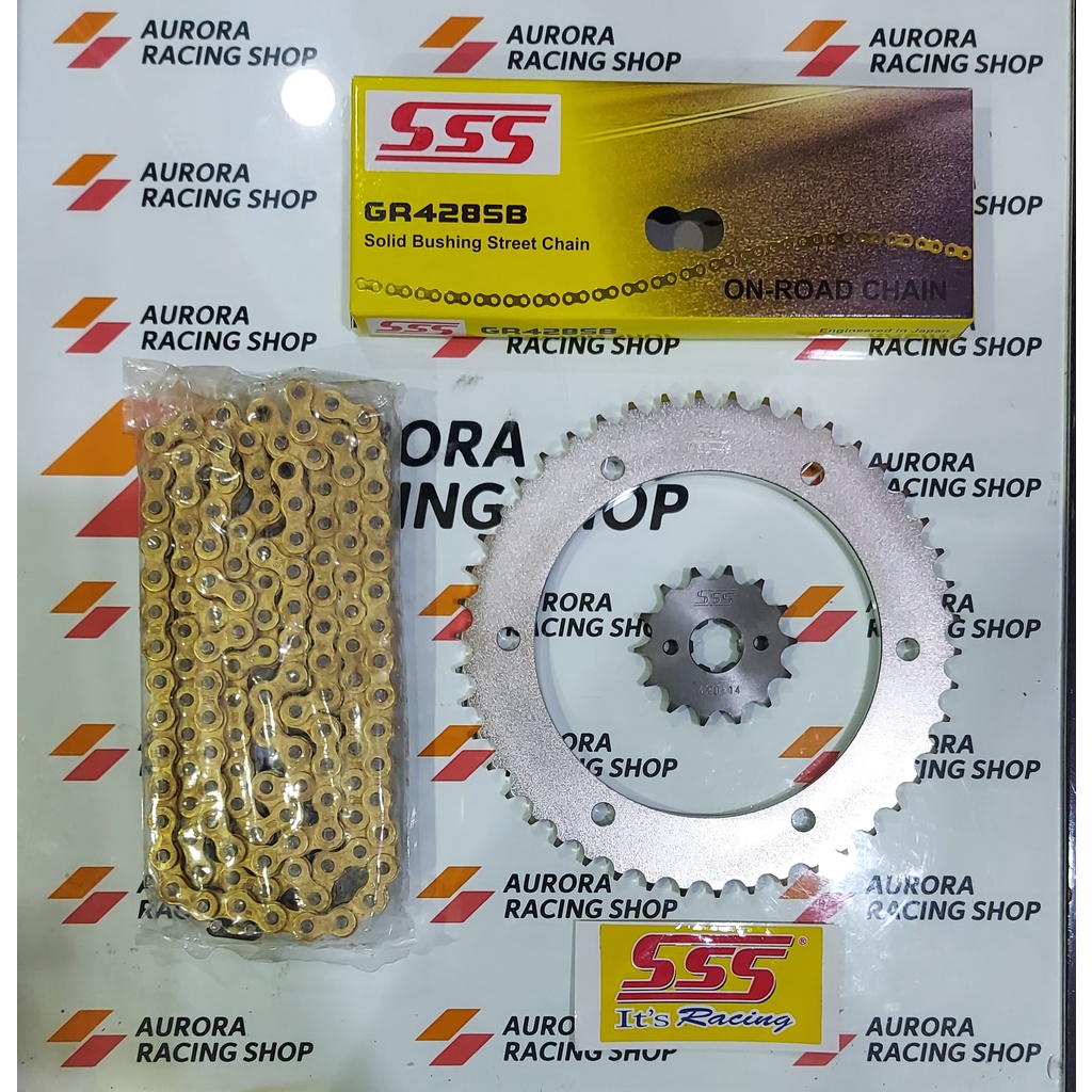 GEAR SET SSS 428 WR155  / WR 155 & RANTAI SSS 428 SB GOLD