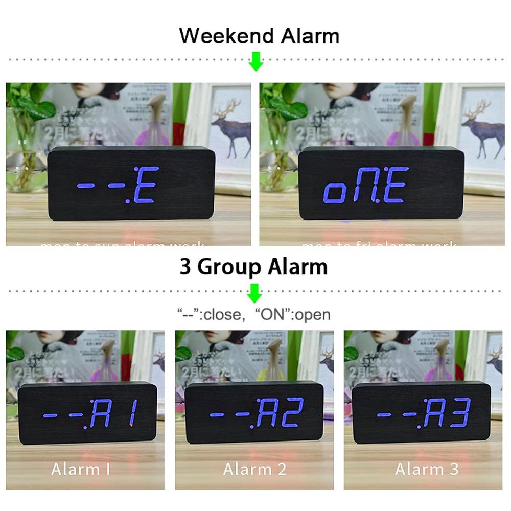 Jam kayu Lampu Led Elegant Random / Wooden Clock Besar / Big