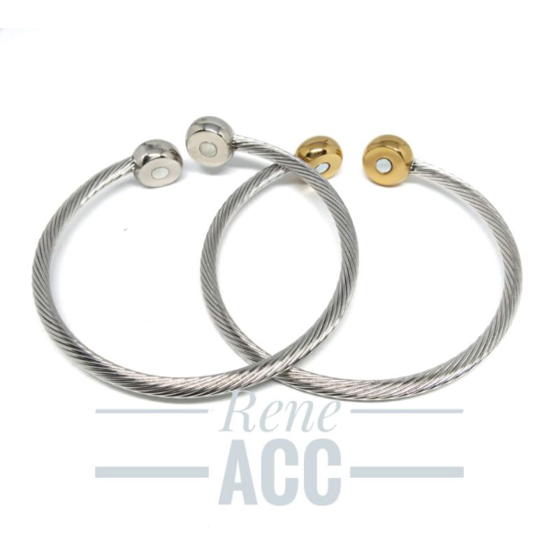 Gelang Titanium Wanita Bola Magnet Anti karat