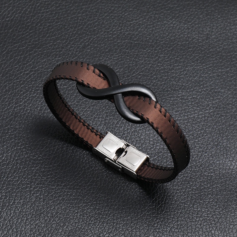 GELANG KULIT 6 LEATHER BRACELET UNISEX FL4 BROWN