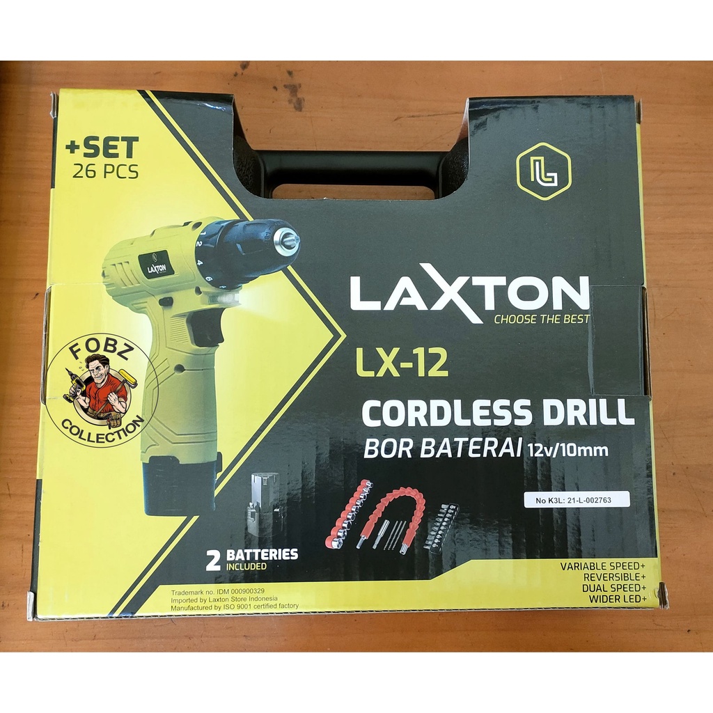 Mesin Bor Charge/Cordless/Baterai Charge Merk Laxton LX12