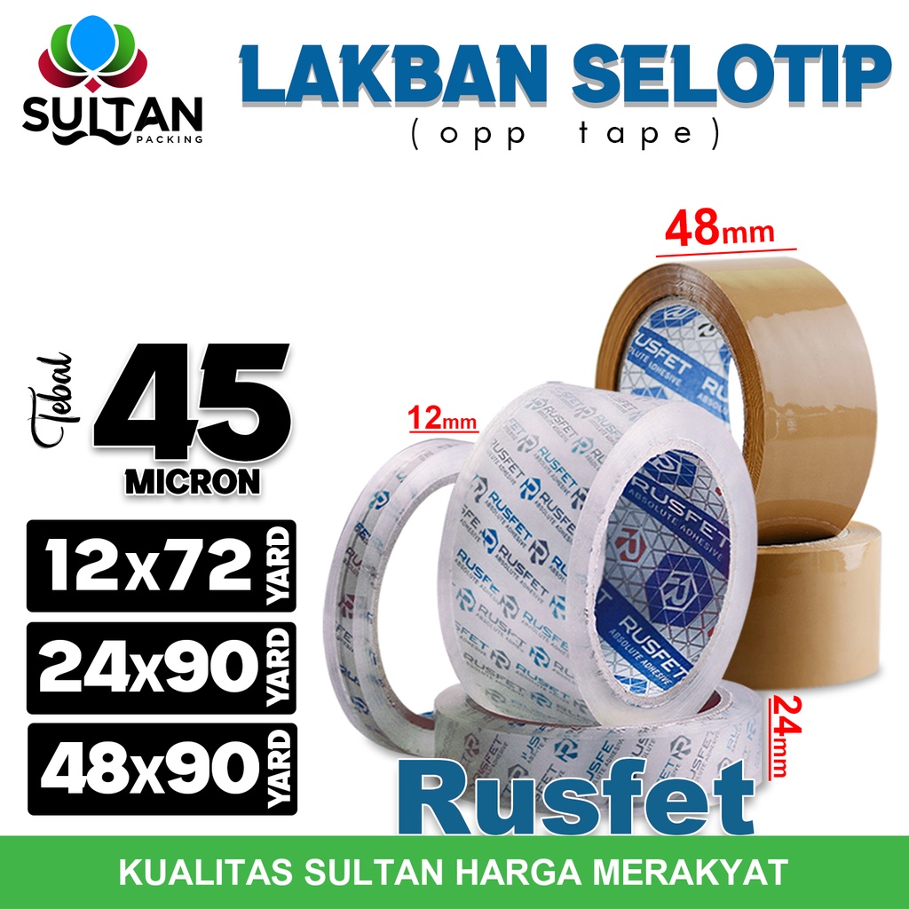 

Lakban 48mm x 90yard RUSFET Isolasi Selotip Plakban Packing PREMIUM / Satuan