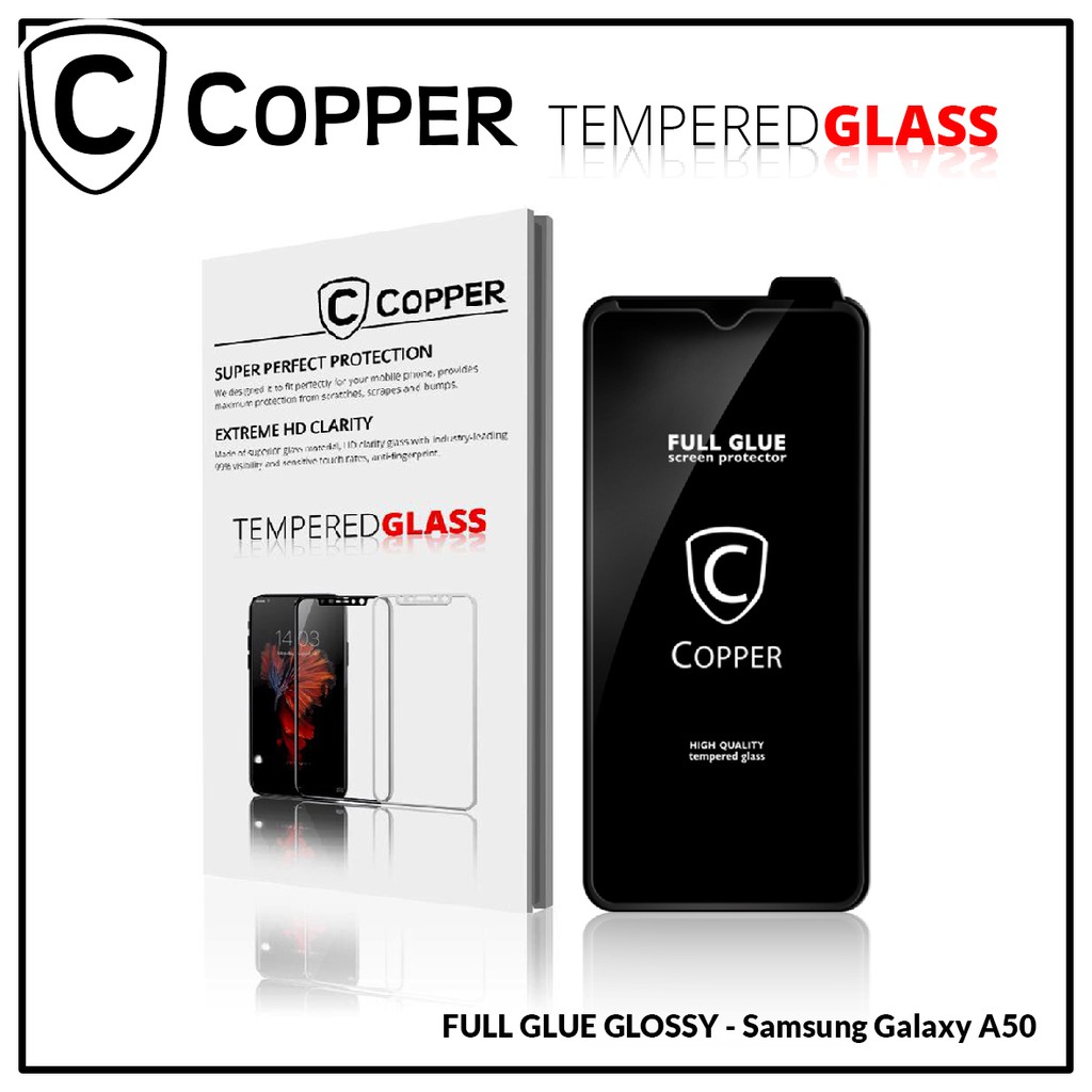 Samsung Galaxy A50 - COPPER Tempered Glass Full Glue Premium Glossy